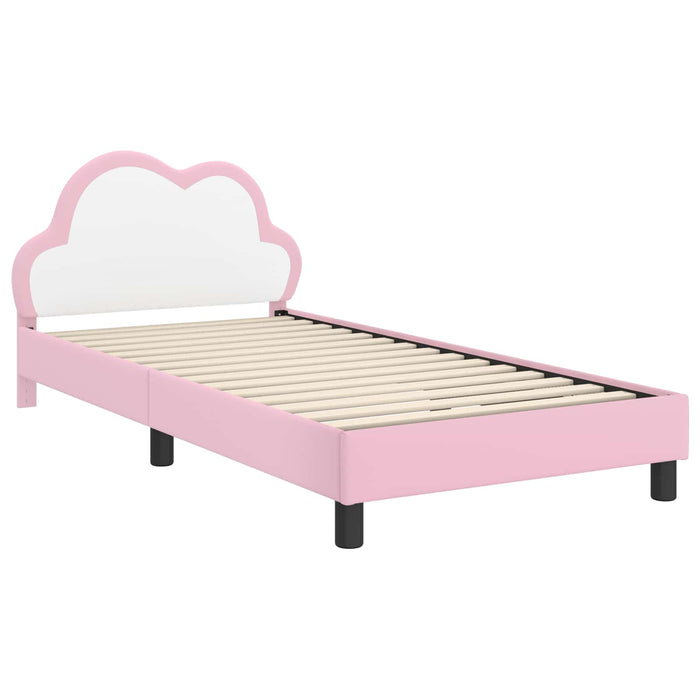 Cadru de pat pentru copii cu spătar Roz 90 x 190 cm PU WALTI