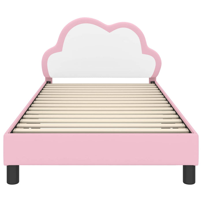 Cadru de pat pentru copii cu spătar Roz 90 x 190 cm PU WALTI