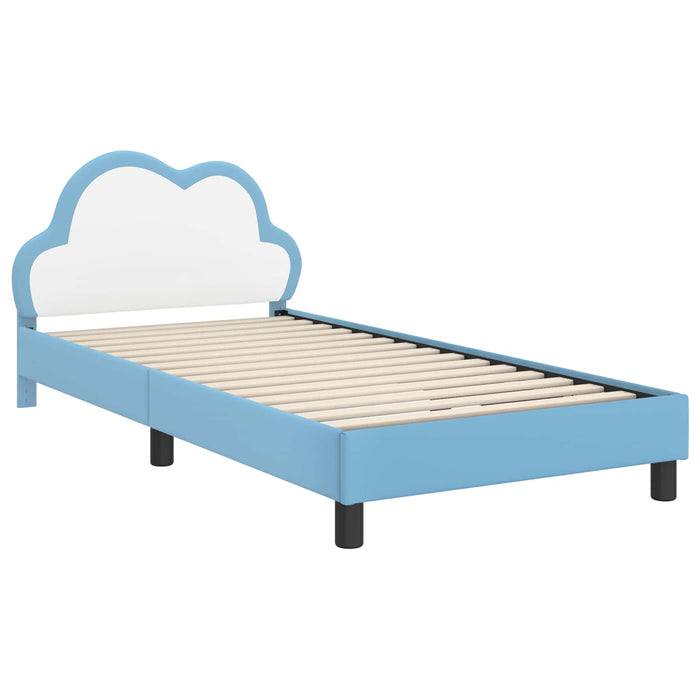 Cadru de pat pentru copii cu spătar albastru 90 x 190 cm PU - WALTI WALTI