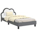 Cadru de pat pentru copii cu spătar Gri deschis 90 x 190 cm PU - WALTI WALTI