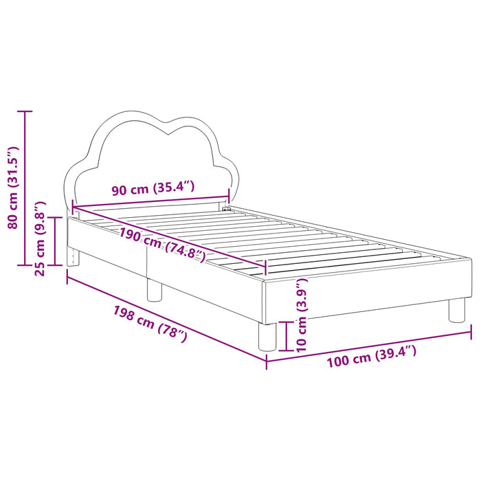 Cadru de pat pentru copii cu spătar Gri deschis 90 x 190 cm PU - WALTI WALTI