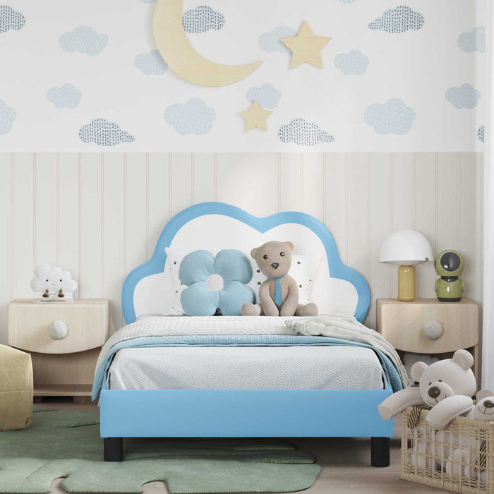 Cadru de pat pentru copii cu spătar albastru 90 x 200 cm PU - WALTI WALTI