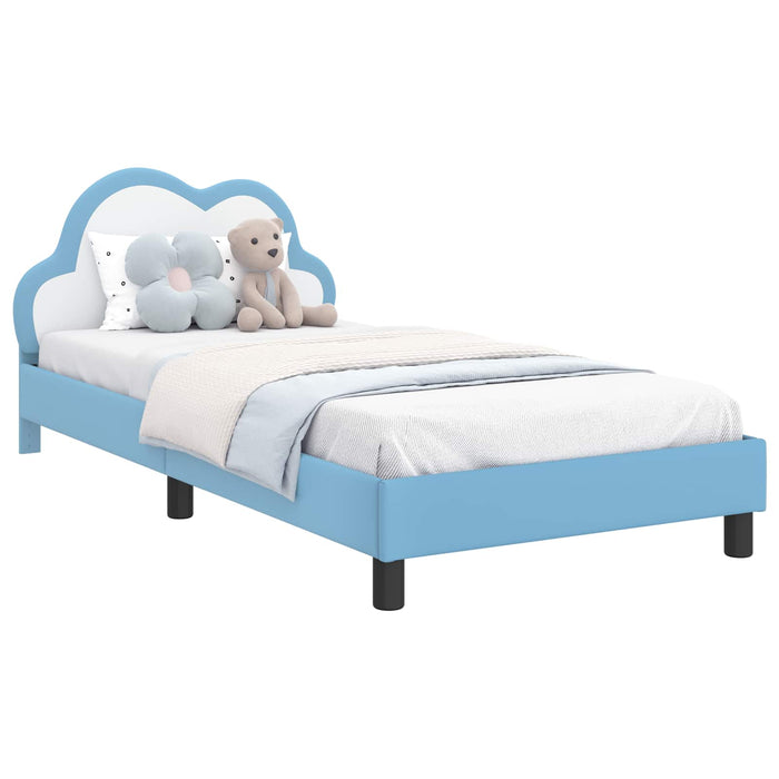 Cadru de pat pentru copii cu spătar albastru 90 x 200 cm PU - WALTI WALTI
