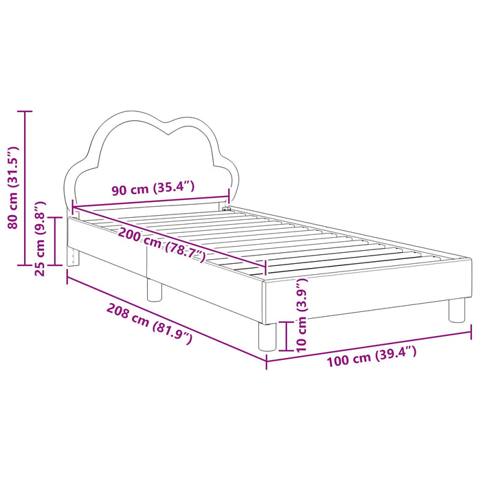Cadru de pat pentru copii cu spătar Gri deschis 90 x 200 cm PU - WALTI WALTI