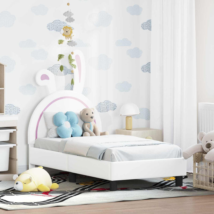 Cadru de pat pentru copii cu spătar Alb 70 x 140 cm PU - WALTI WALTI