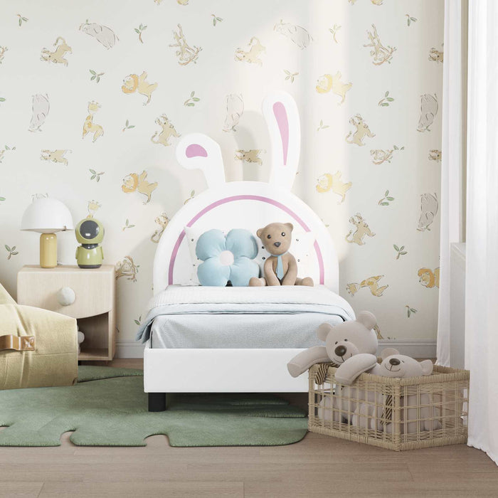 Cadru de pat pentru copii cu spătar Alb 70 x 140 cm PU - WALTI WALTI