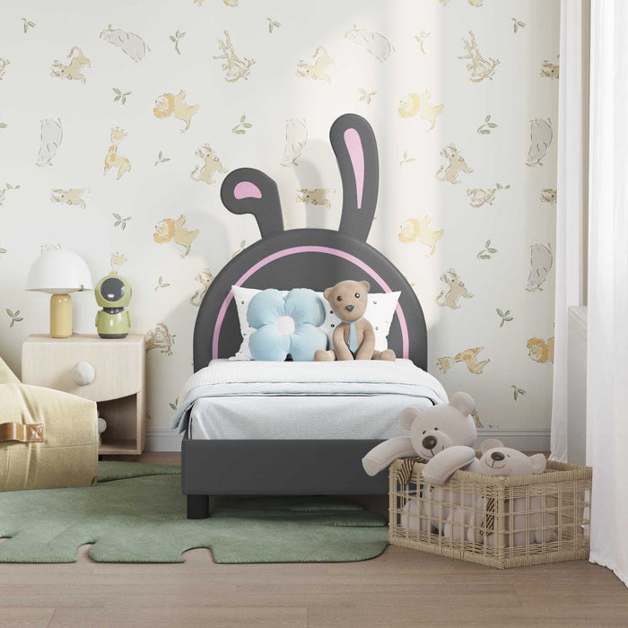 Cadru de pat pentru copii cu spătar Gri deschis 70 x 140 cm PU - WALTI WALTI