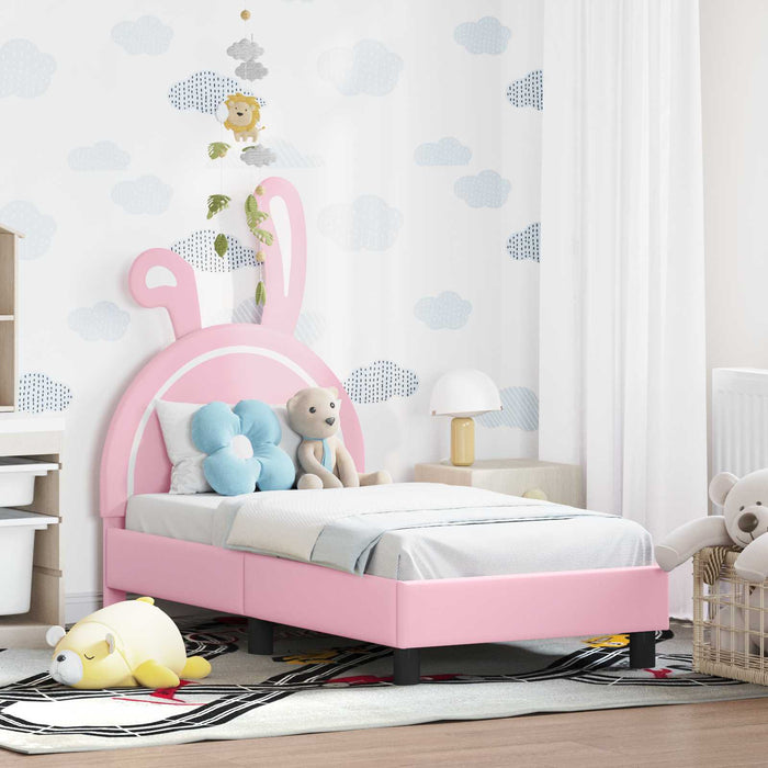 Cadru de pat pentru copii cu spătar Roz 70 x 140 cm PU WALTI