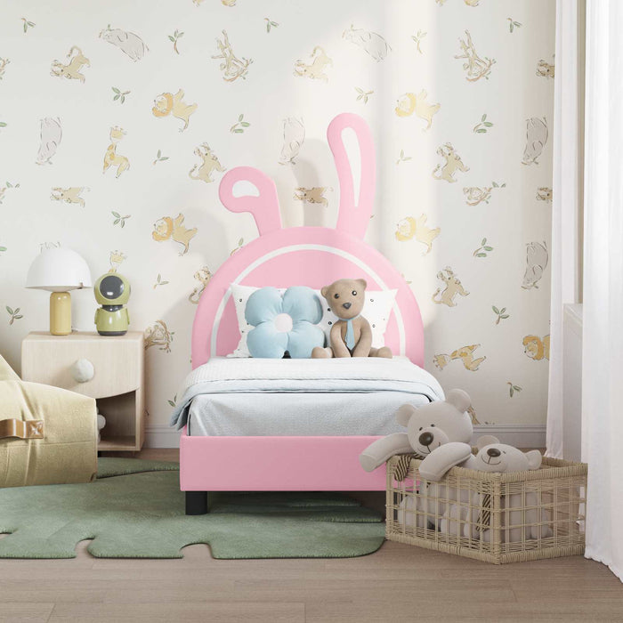 Cadru de pat pentru copii cu spătar Roz 70 x 140 cm PU WALTI