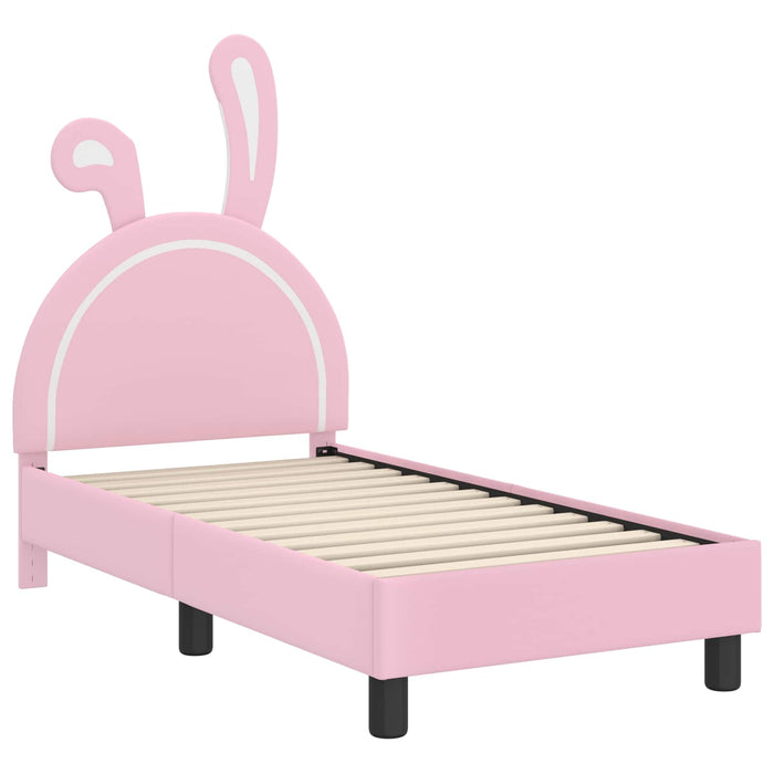 Cadru de pat pentru copii cu spătar Roz 70 x 140 cm PU WALTI