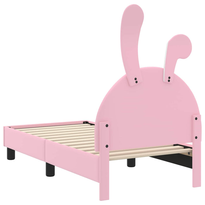 Cadru de pat pentru copii cu spătar Roz 70 x 140 cm PU WALTI