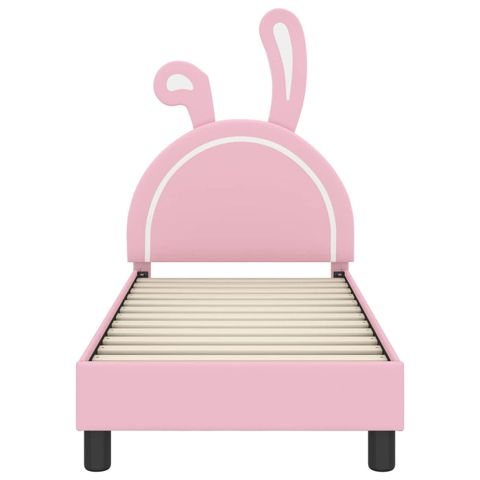 Cadru de pat pentru copii cu spătar Roz 70 x 140 cm PU WALTI