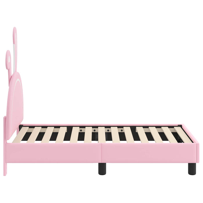 Cadru de pat pentru copii cu spătar Roz 70 x 140 cm PU WALTI