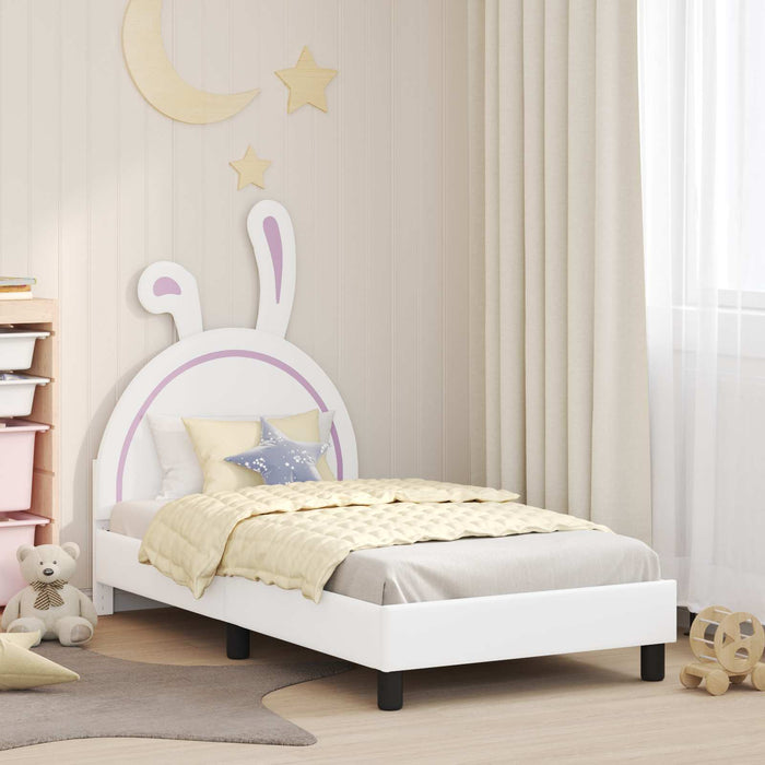 Cadru de pat pentru copii cu spătar Alb 80 x 160 cm PU WALTI