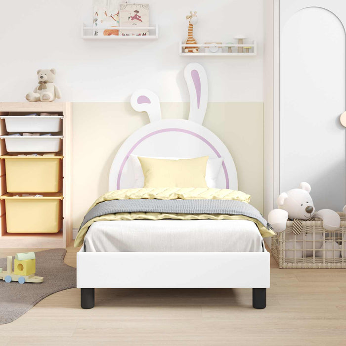 Cadru de pat pentru copii cu spătar Alb 80 x 160 cm PU WALTI