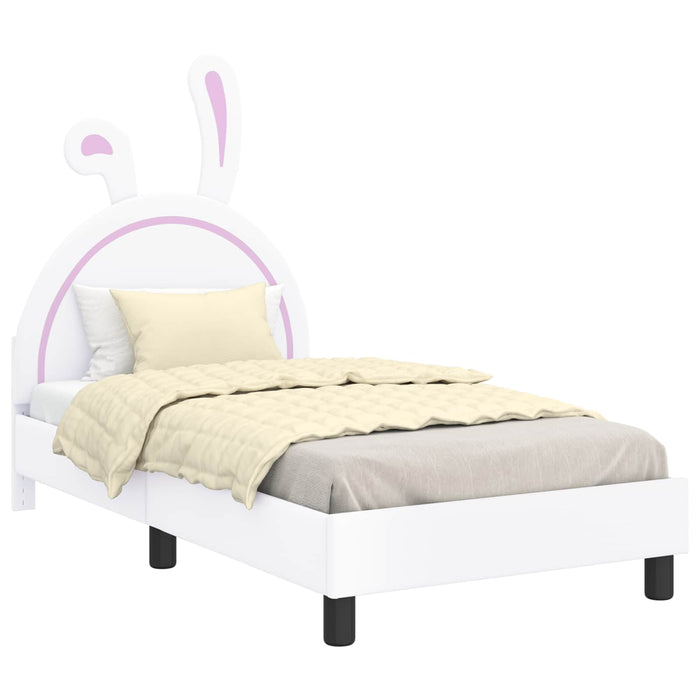 Cadru de pat pentru copii cu spătar Alb 80 x 160 cm PU WALTI