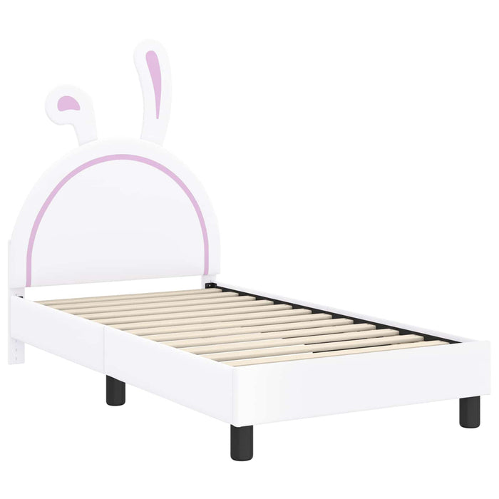 Cadru de pat pentru copii cu spătar Alb 80 x 160 cm PU WALTI
