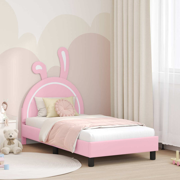 Cadru de pat pentru copii cu spătar Roz 80 x 160 cm PU WALTI