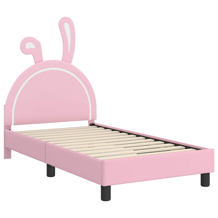 Cadru de pat pentru copii cu spătar Roz 80 x 160 cm PU WALTI