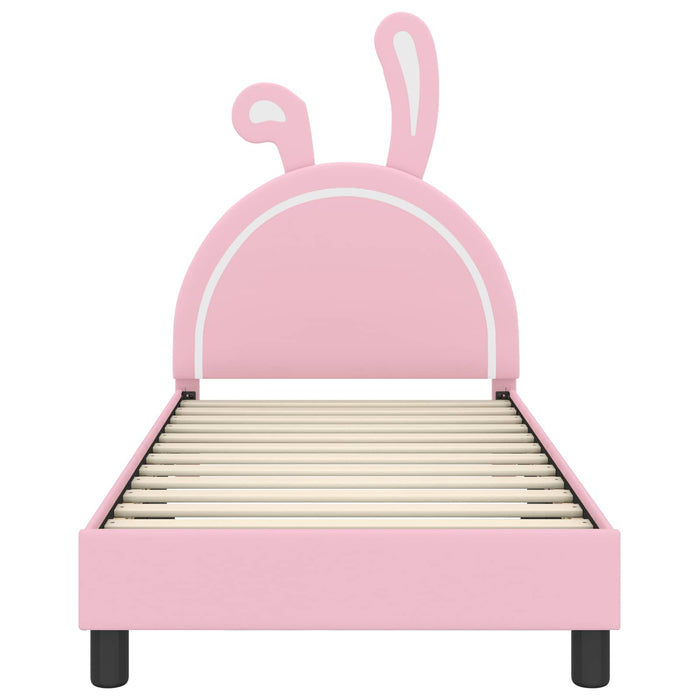 Cadru de pat pentru copii cu spătar Roz 80 x 160 cm PU WALTI
