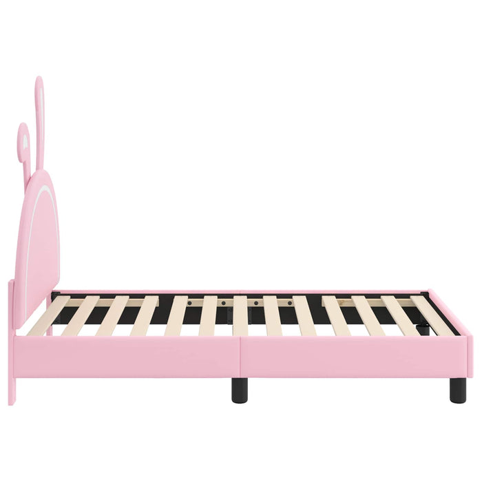 Cadru de pat pentru copii cu spătar Roz 80 x 160 cm PU WALTI