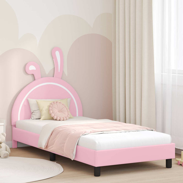 Cadru de pat pentru copii cu spătar Roz 90 x 200 cm PU WALTI
