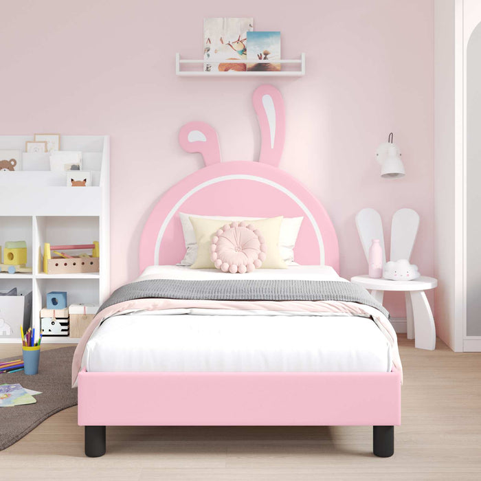 Cadru de pat pentru copii cu spătar Roz 90 x 200 cm PU WALTI