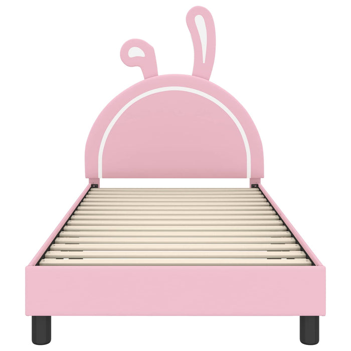 Cadru de pat pentru copii cu spătar Roz 90 x 200 cm PU WALTI
