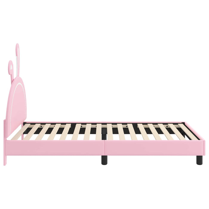 Cadru de pat pentru copii cu spătar Roz 90 x 200 cm PU WALTI