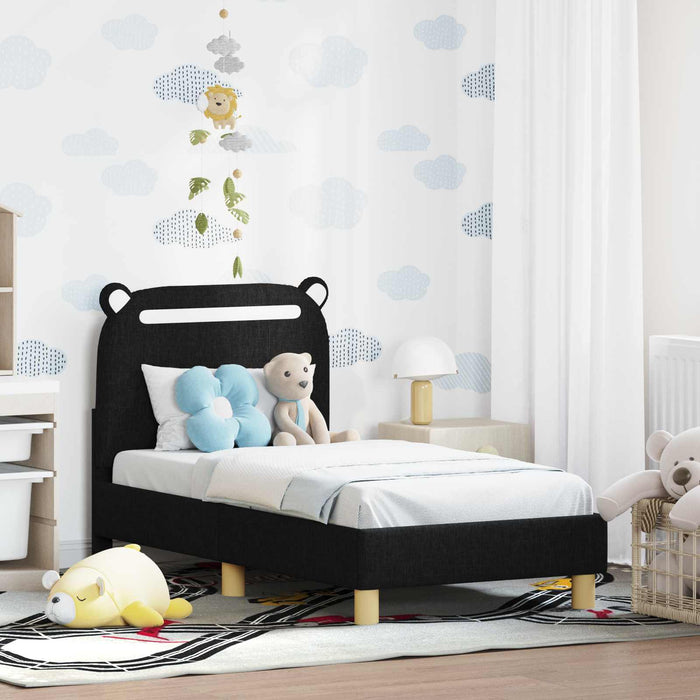 Cadru de pat pentru copii cu spătar Negru 70 x 140 cm țesătură - WALTI WALTI