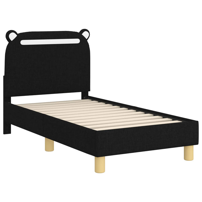 Cadru de pat pentru copii cu spătar Negru 70 x 140 cm țesătură - WALTI WALTI