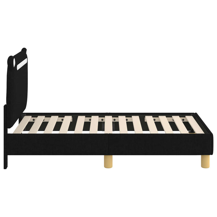 Cadru de pat pentru copii cu spătar Negru 70 x 140 cm țesătură - WALTI WALTI