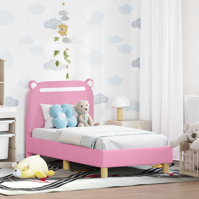 Cadru de pat pentru copii cu spătar Roz 70 x 140 cm țesătură - WALTI WALTI