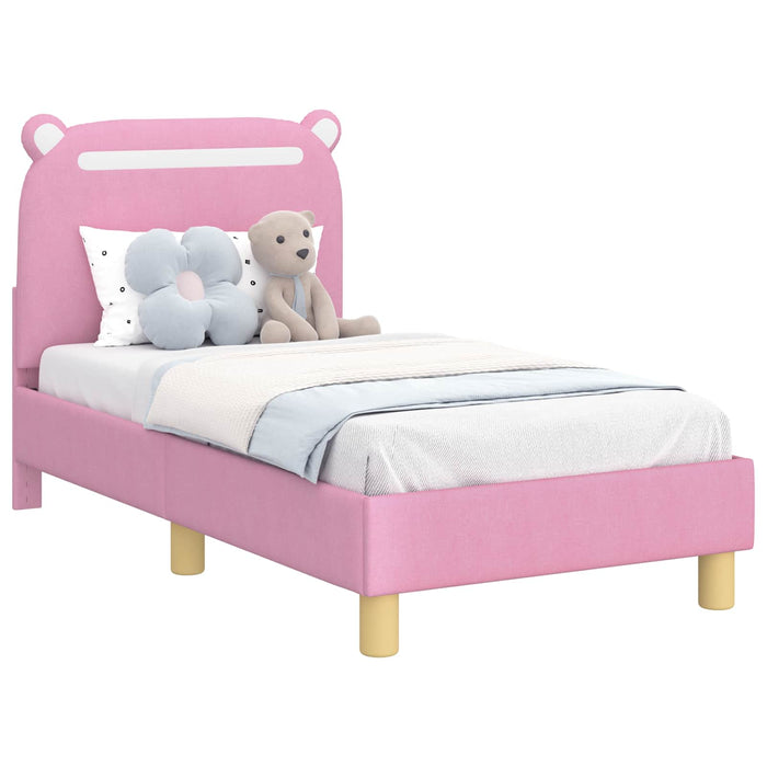 Cadru de pat pentru copii cu spătar Roz 70 x 140 cm țesătură - WALTI WALTI