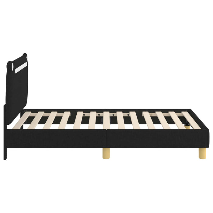 Cadru de pat pentru copii cu spătar Negru 80 x 160 cm țesătură - WALTI WALTI
