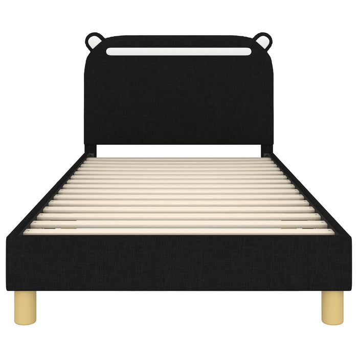 Cadru de pat pentru copii cu spătar Negru 90 x 190 cm țesătură - WALTI WALTI