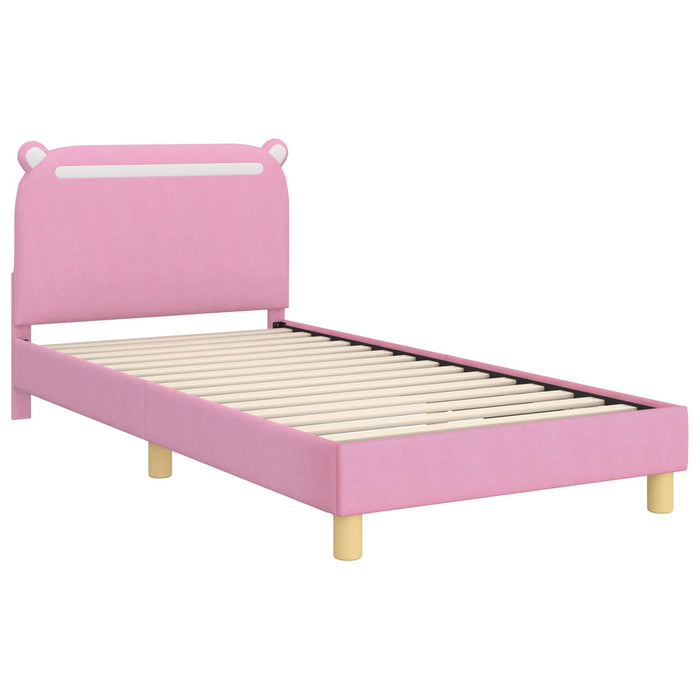 Cadru de pat pentru copii cu spătar Roz 90 x 200 cm țesătură - WALTI WALTI