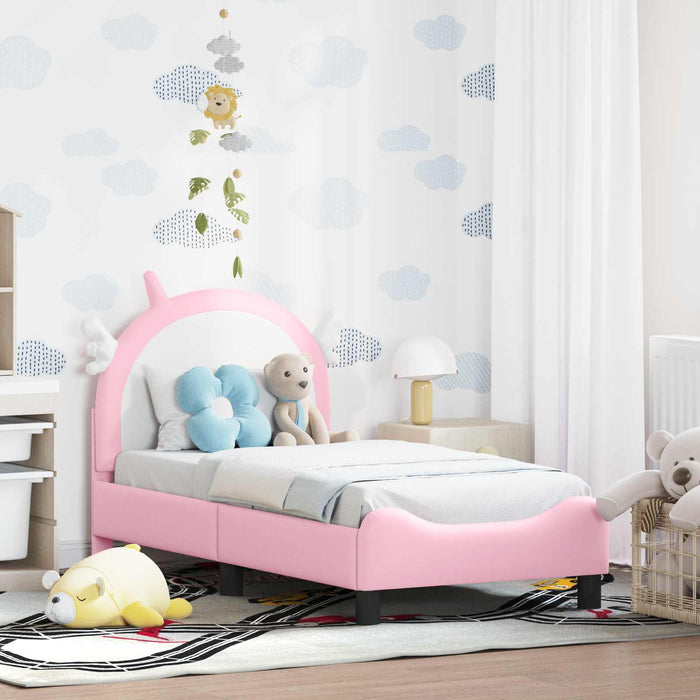 Cadru de pat pentru copii cu spătar Roz 70 x 140 cm PU - WALTI WALTI