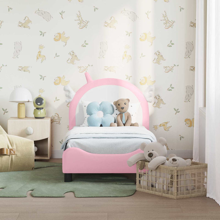 Cadru de pat pentru copii cu spătar Roz 70 x 140 cm PU - WALTI WALTI