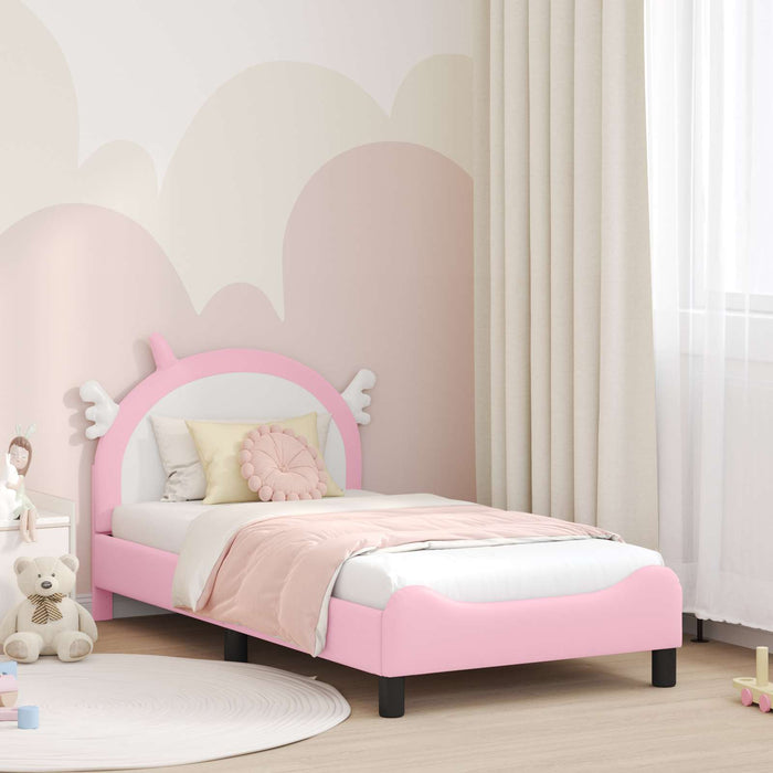Cadru de pat pentru copii cu spătar Roz 80 x 160 cm PU WALTI