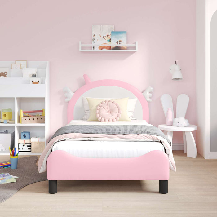 Cadru de pat pentru copii cu spătar Roz 80 x 160 cm PU WALTI