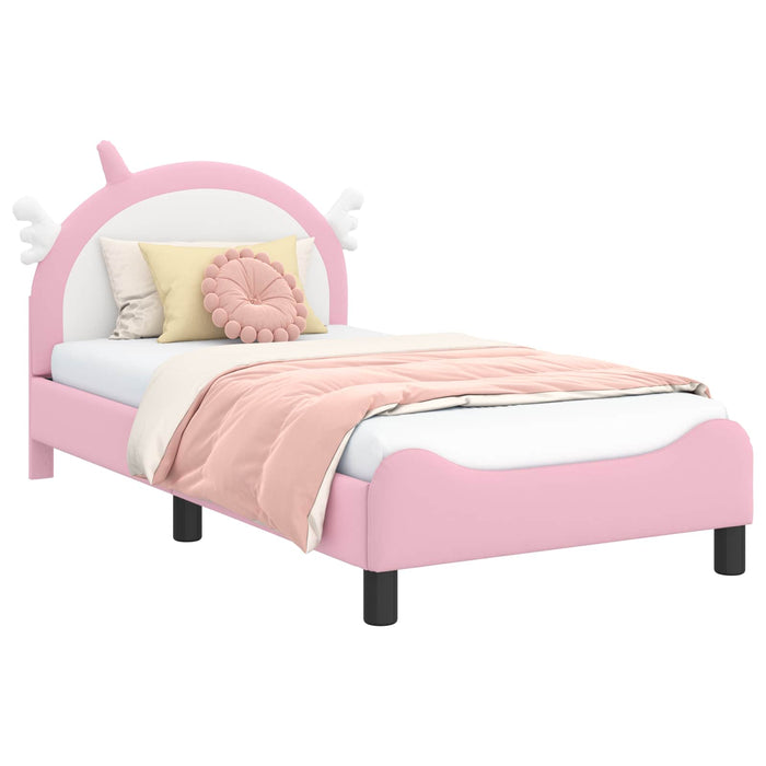 Cadru de pat pentru copii cu spătar Roz 80 x 160 cm PU WALTI