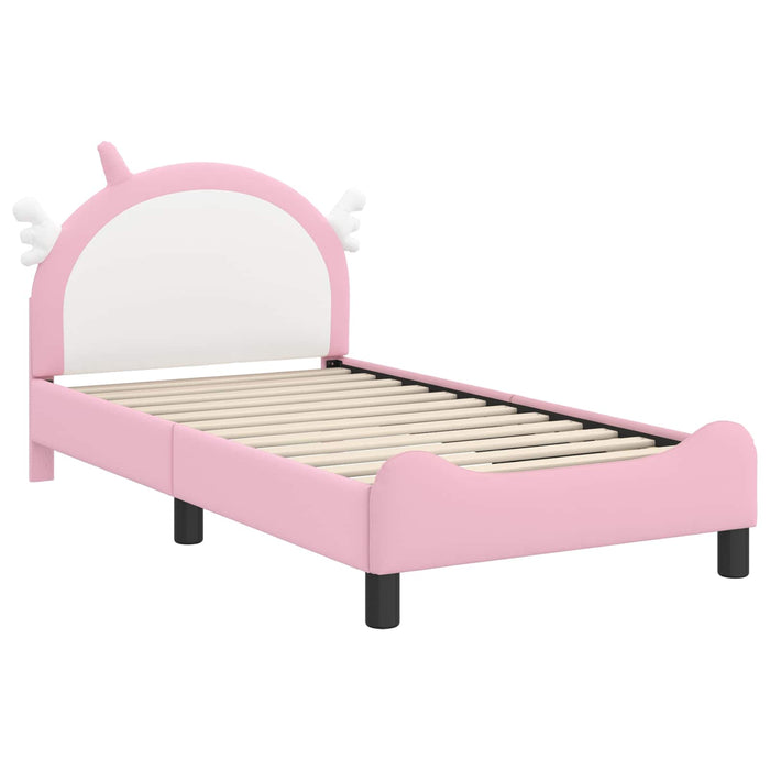 Cadru de pat pentru copii cu spătar Roz 80 x 160 cm PU WALTI