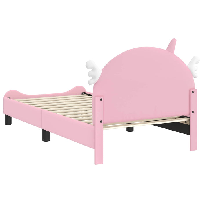 Cadru de pat pentru copii cu spătar Roz 80 x 160 cm PU WALTI