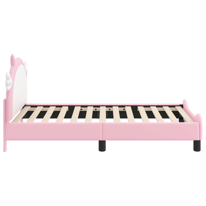 Cadru de pat pentru copii cu spătar Roz 80 x 160 cm PU WALTI
