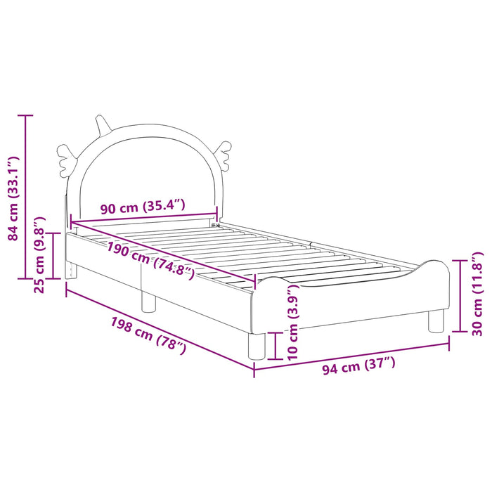 Cadru de pat pentru copii cu spătar Roz 90 x 190 cm PU - WALTI WALTI