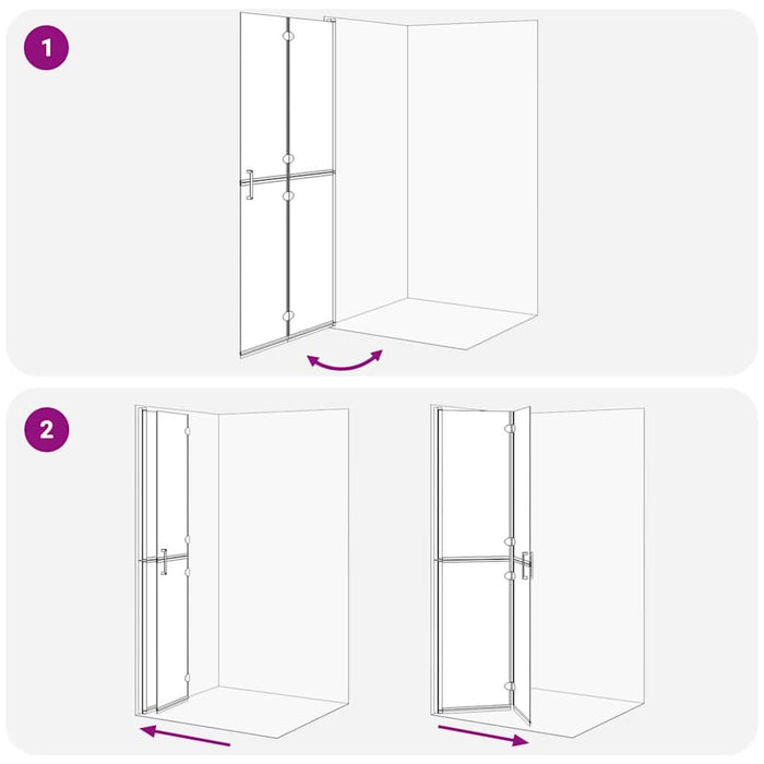 Perete de duș Walk-in Negru și transparent închis 90 x 190 cm - WALTI WALTI