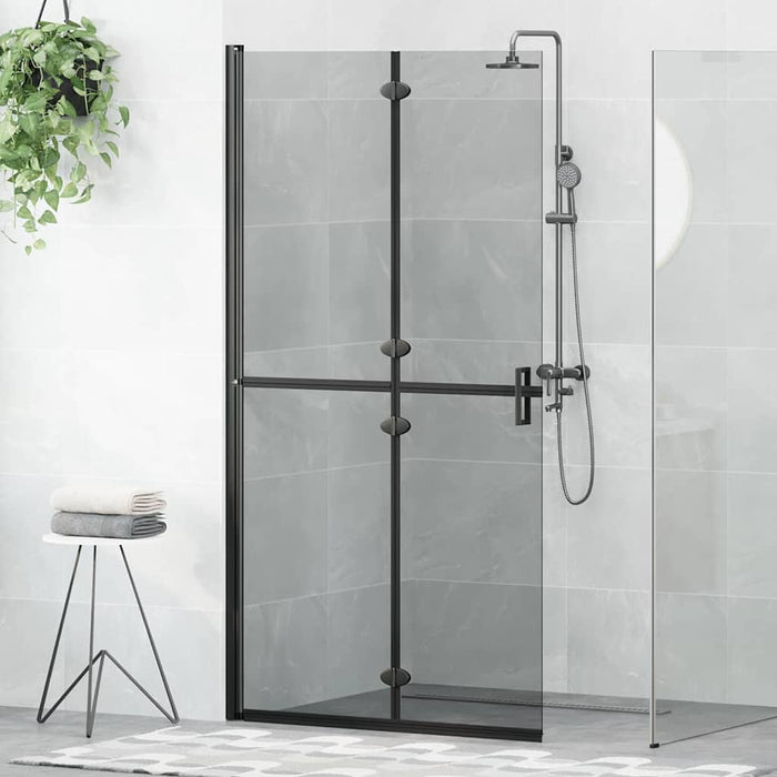 Perete de duș Walk-in Negru și transparent închis 100 x 190 cm - WALTI WALTI