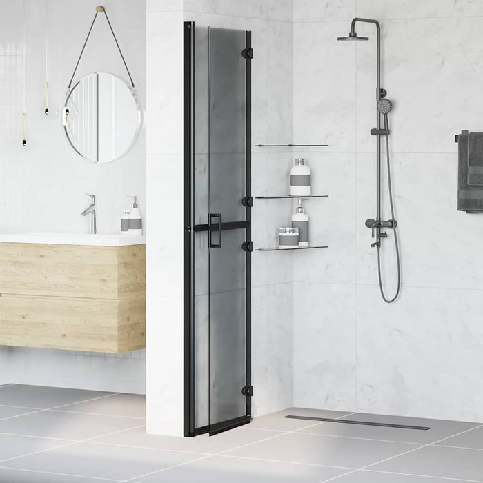 Perete de duș Walk-in Negru și transparent închis 100 x 190 cm - WALTI WALTI