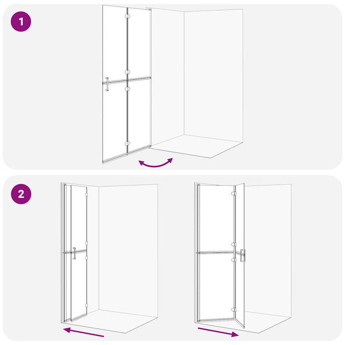 Perete de duș Walk-in Negru și transparent închis 100 x 190 cm - WALTI WALTI